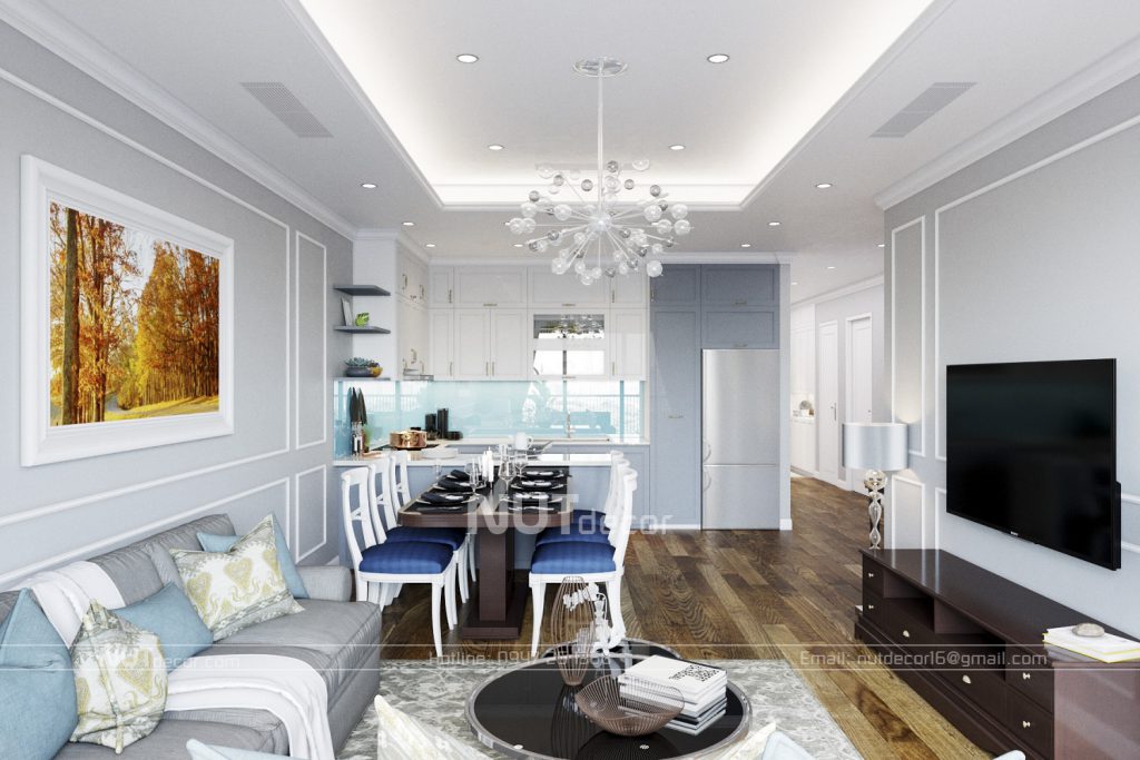 thiết kế nội thất căn hộ 2 phòng ngủ