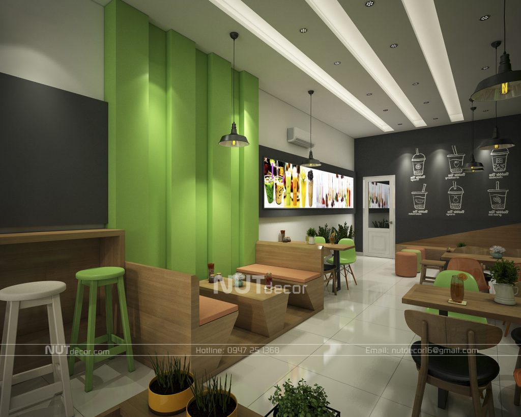 thiết kế nội thất quán trà sữa